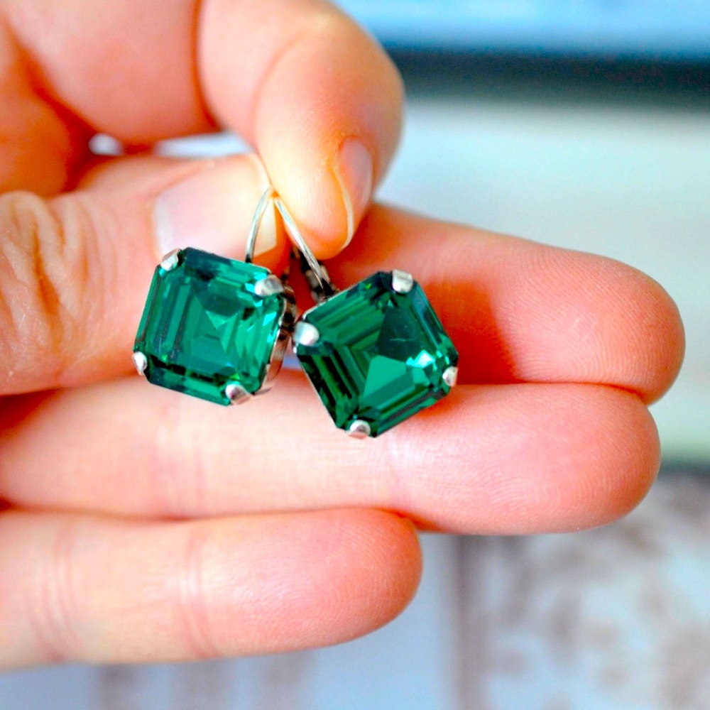 Vintage Swarovski Crystal Earrings Silver